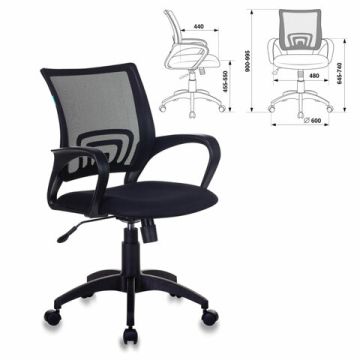 Кресло CH-695N/BLACK с подлокотниками сетка черное TW-11/TW-01 1/1 (Клиент)