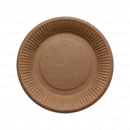 Тарелка картон d-180 крафт ПС 100/1000
