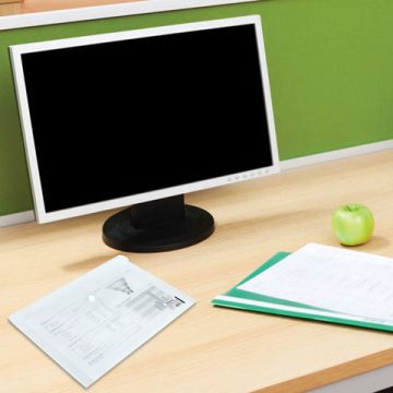 Папка-конверт с кнопкой BRAUBERG, А4, до 100 л, прозрачная, 0,15мм 1/15/90