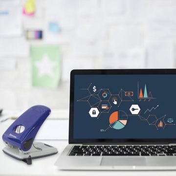 Дырокол на 50листов металлический синий/черный Style Brauberg 1/12